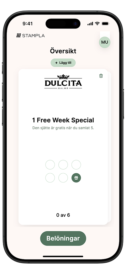 STAMPLA app - DULCITA MALMÖ loyalty card